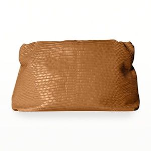 Authentic The Row Bourse Genuine Lizard Clutch Bag in Caramel